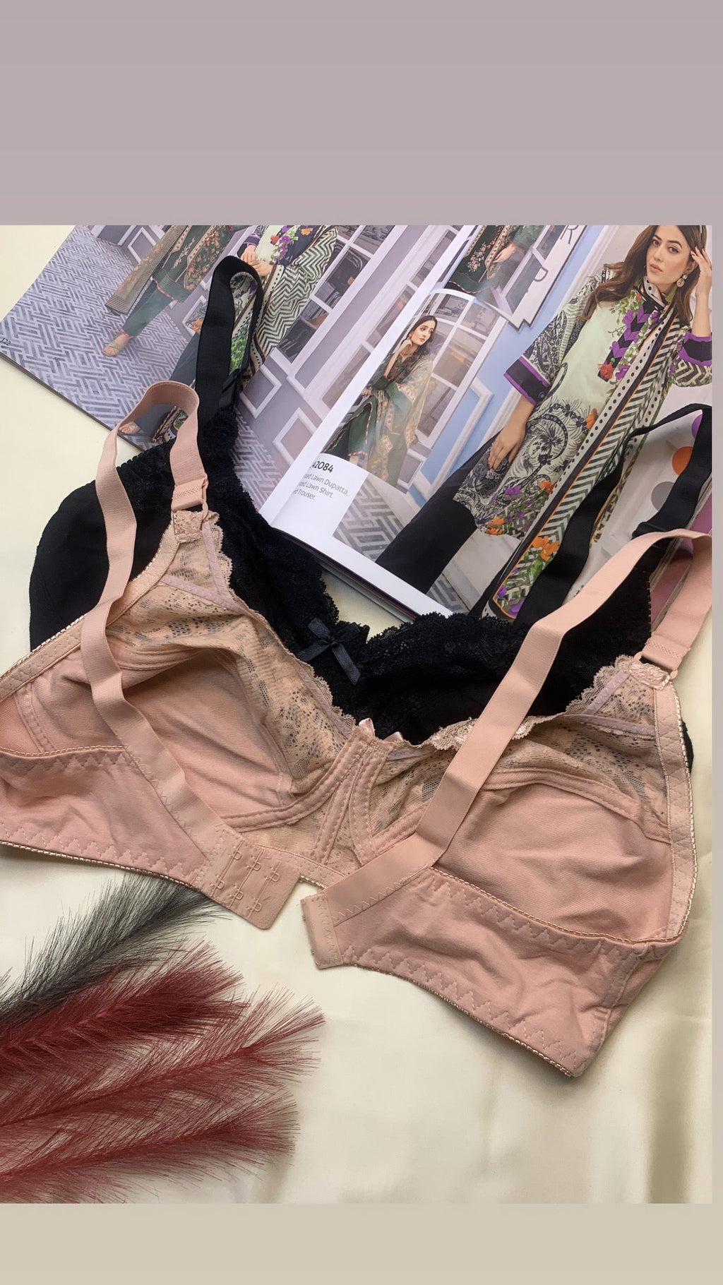 (32-42)C  Soft Cotton Half Cup Lace Daily Wear Bra (003)