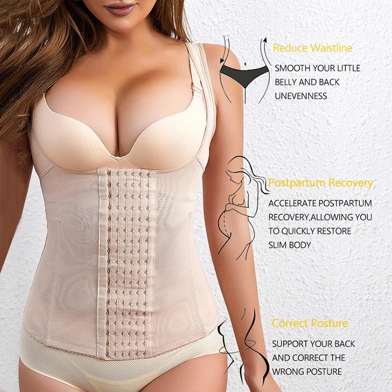 Breathable vest Style Waist and Tummy shaper with Multiple Hooks 812 (094)