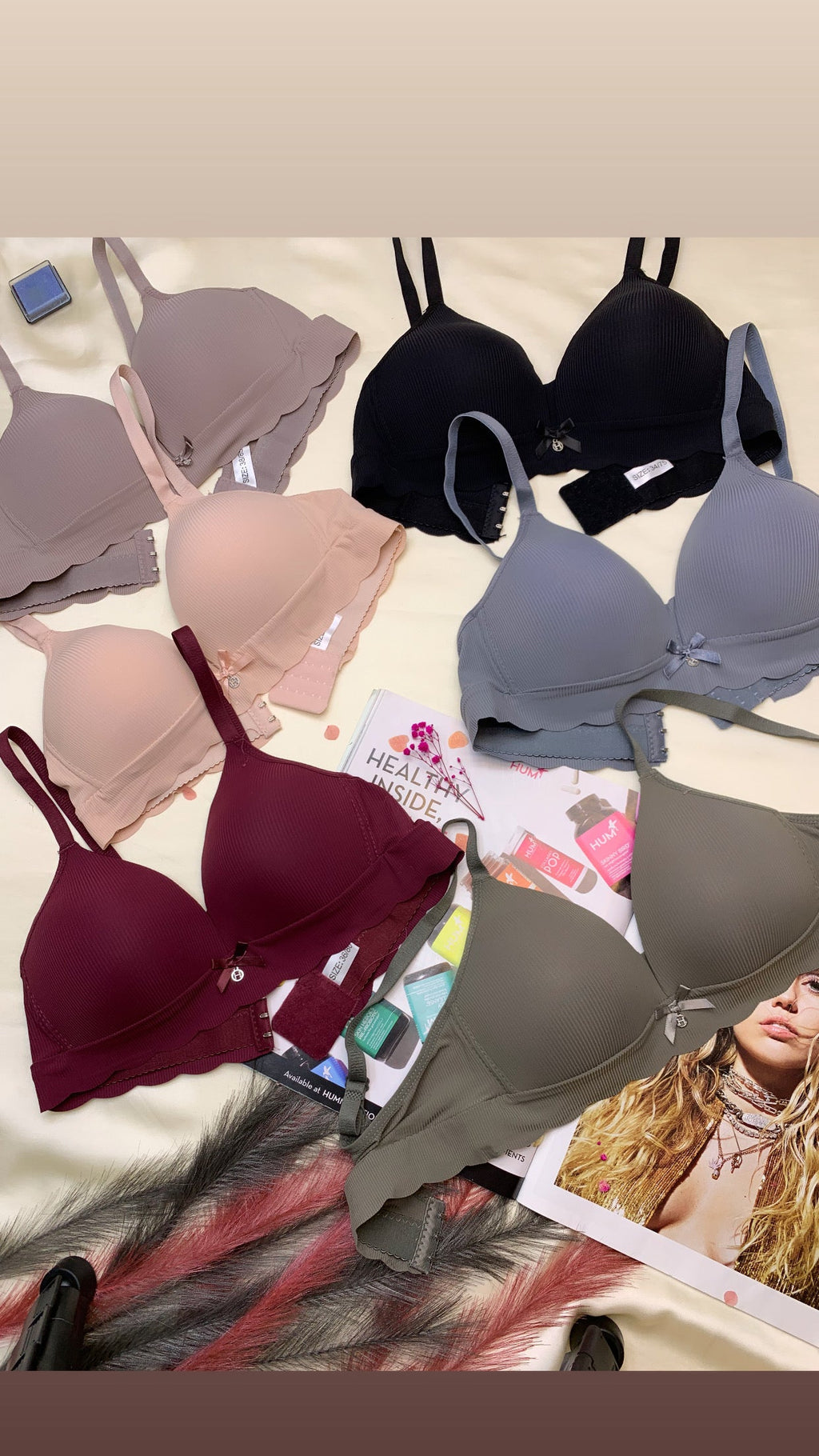 (32-38)b size Daily wear Thin-Pad Non-Wired Seamless Bra (163)
