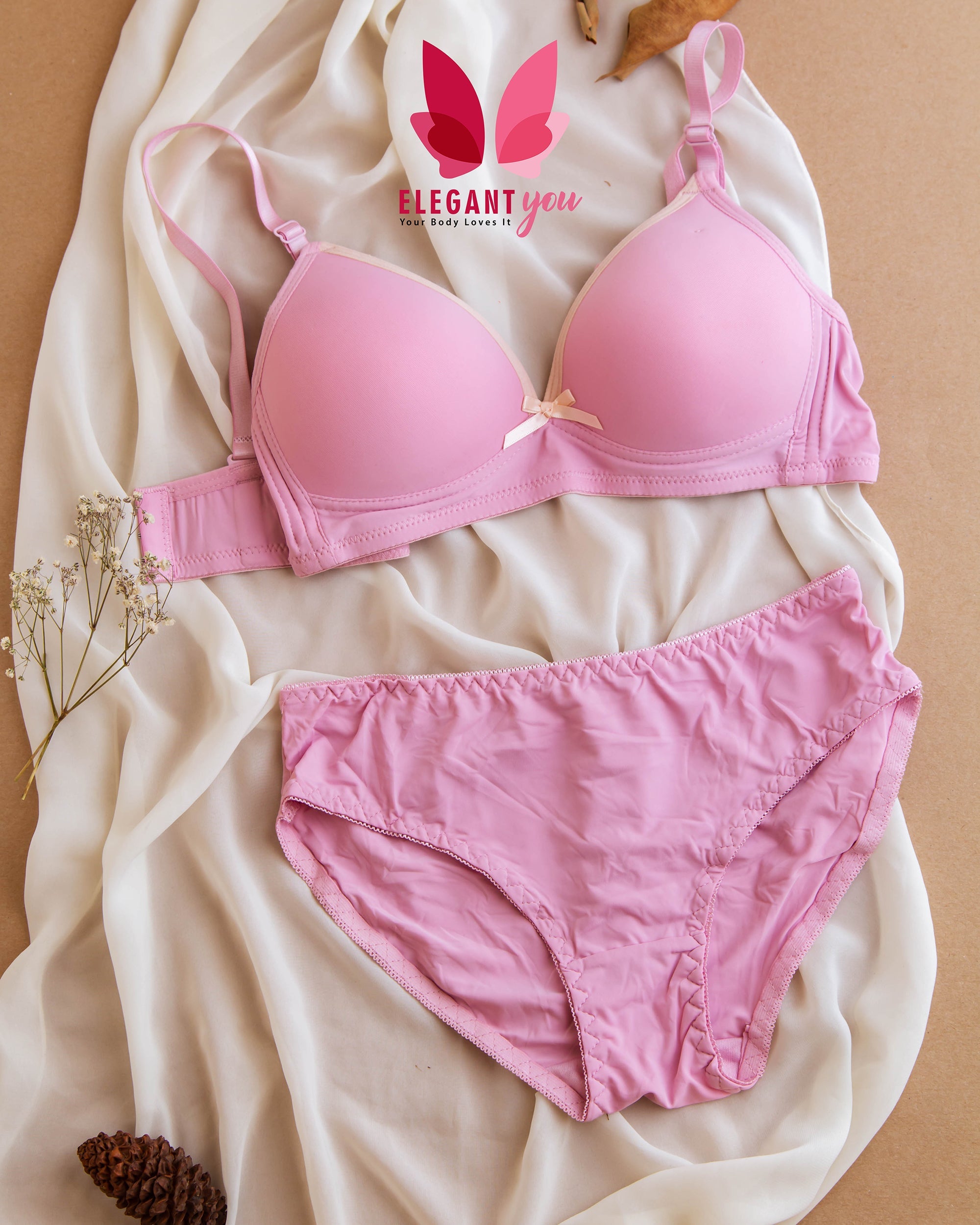 (32-38)B Seamless Thin-Pad Non-Wire Bra & Panty Pair(146)