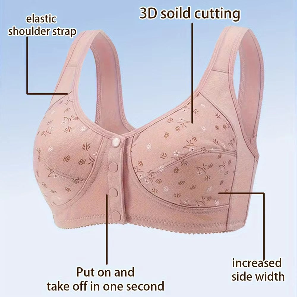 (36-44)b/c Wide Strap Front Button Bra (078)