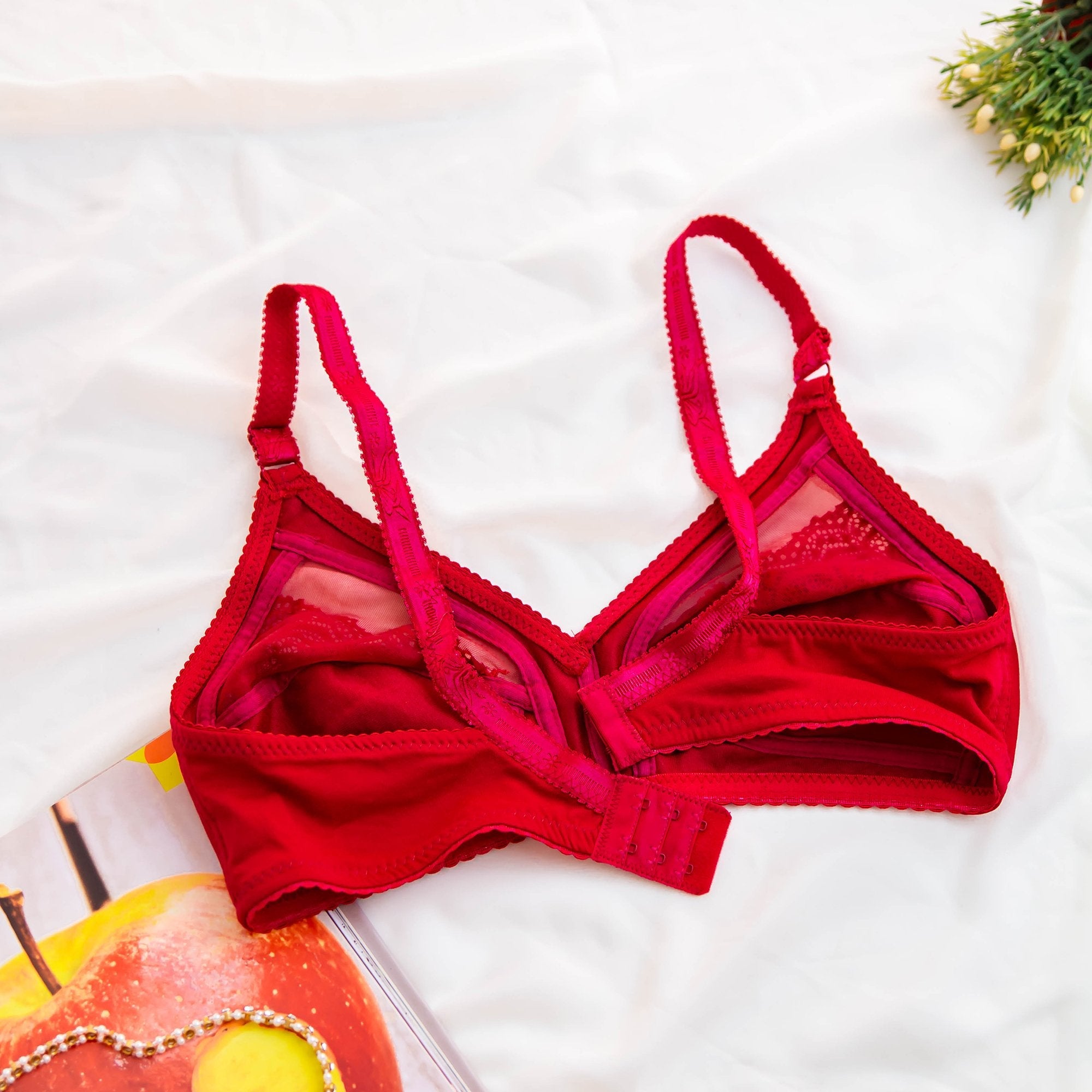 (32-42)C Cotton Spandex Half Cup Lace Daily-Wear Bra (024)