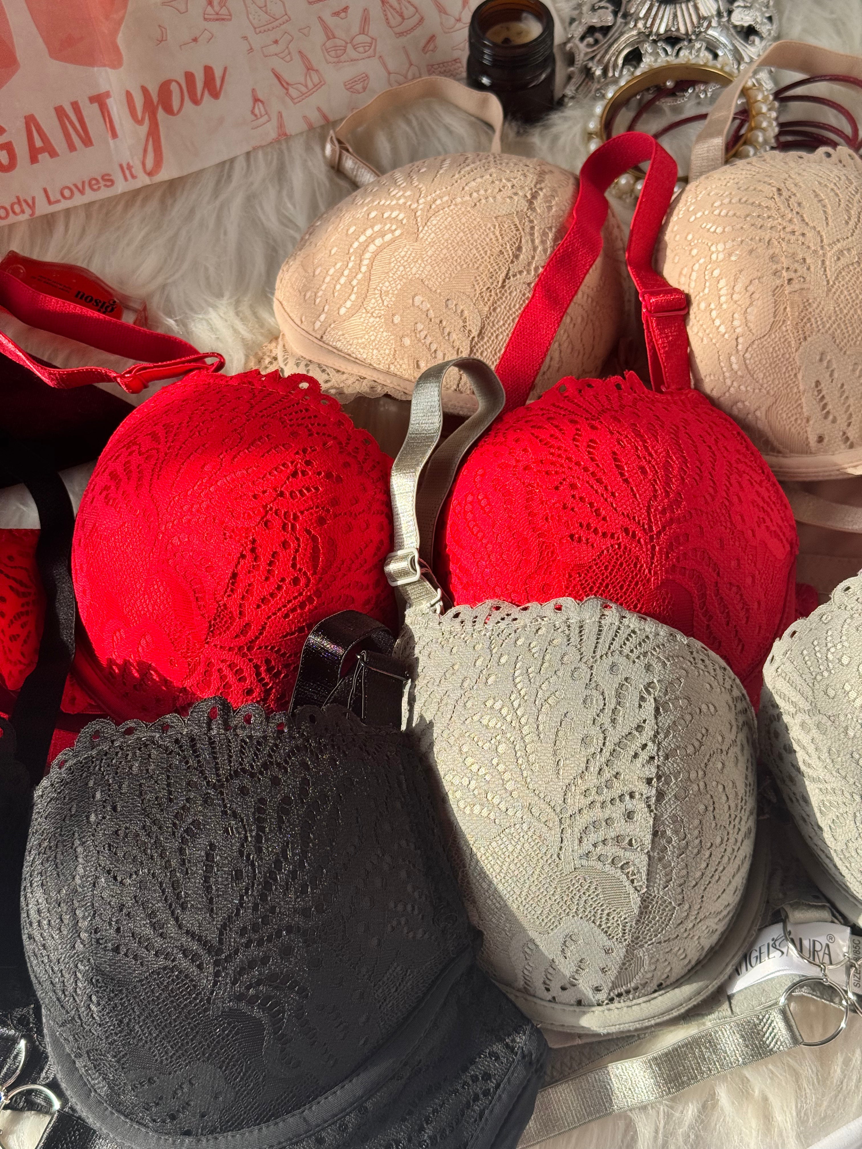 (34-40)C Cup Elegant Lacy Double Padded Bra & Panty Set