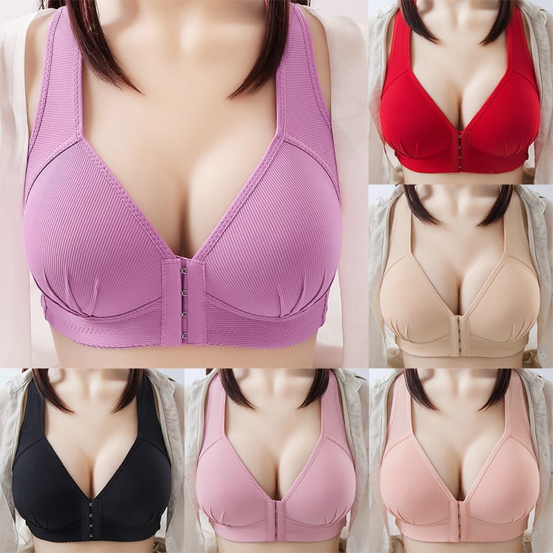 (36-46)b Wide Straps Front Hooks Light Padded Bra (070)