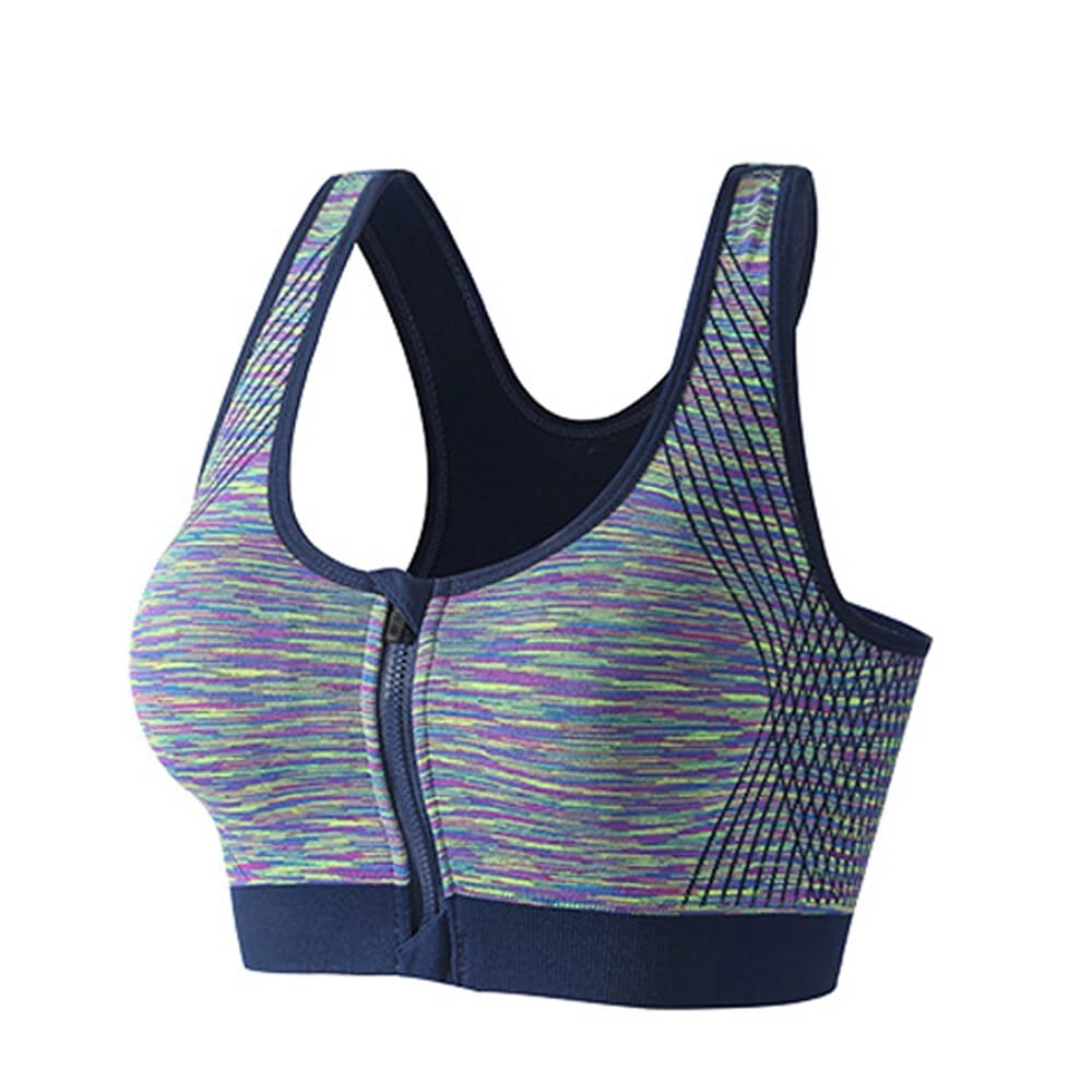 (32-38)Wide Straps Front Zipper Sports Bra (067)