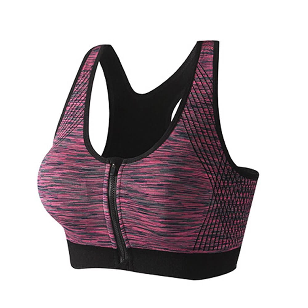 (32-38)Wide Straps Front Zipper Sports Bra (067)