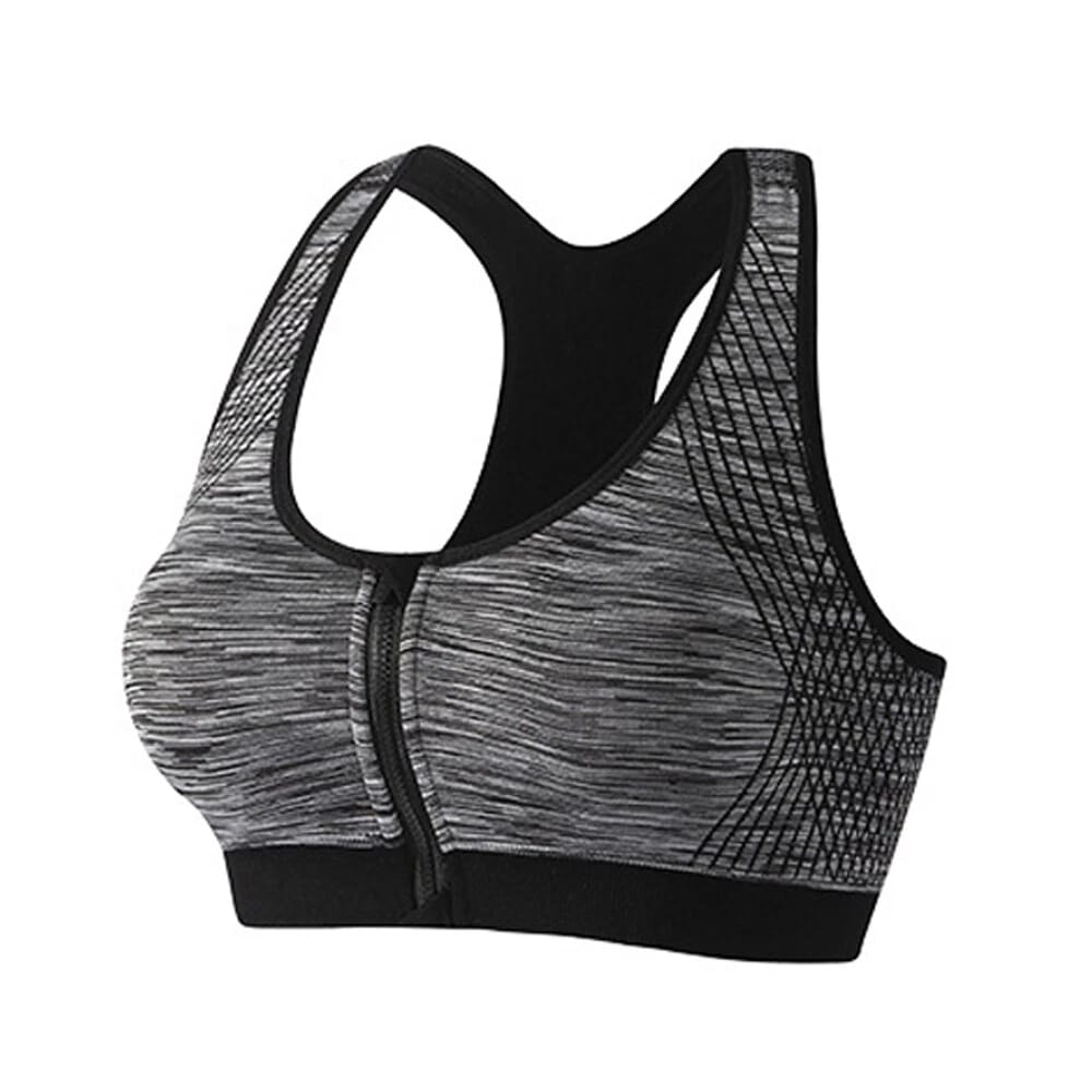 (32-38)Wide Straps Front Zipper Sports Bra (067)