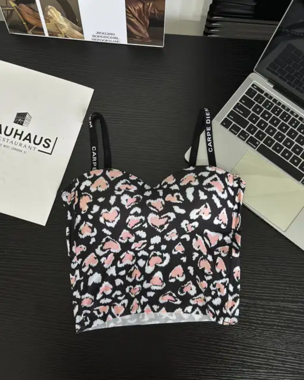 (34-40) Seamless Chittah Print Soft Pad Tank Top(035)