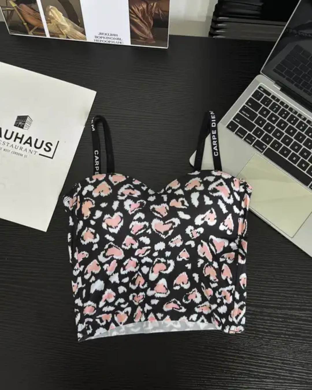 (34-40) Seamless Chittah Print Soft Pad Tank Top(035)