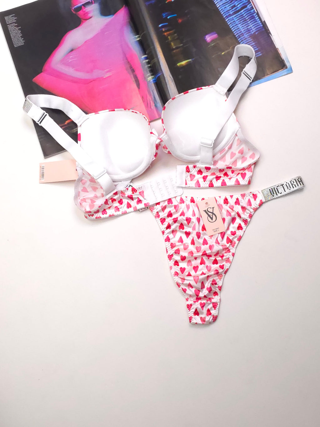 (34-40)b  size Pinky Victoria secret Bridal Padded Pushup Wired Bra set 5001 (155)