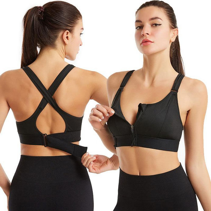 (40-46)High Impact, A Grade Ultimate Comfort Sports Bra Zipper(068)