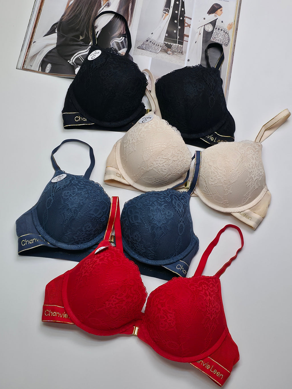 (38-42)C Lacy Sassy Front Buckle Double Padded Full Coverage Bra(172)