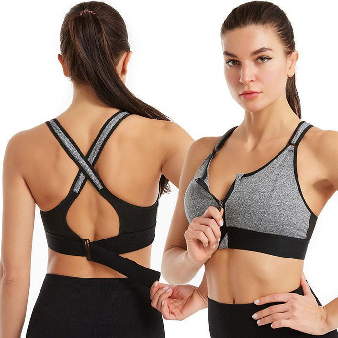 (40-46)High Impact, A Grade Ultimate Comfort Sports Bra Zipper(068)