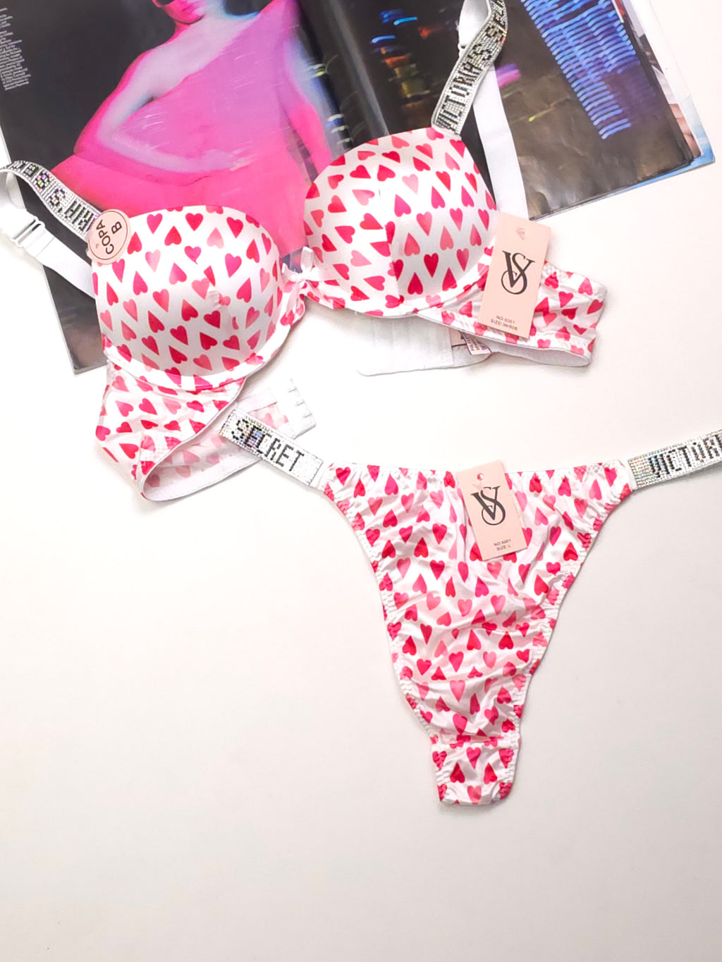 (34-40)b  size Pinky Victoria secret Bridal Padded Pushup Wired Bra set 5001 (155)