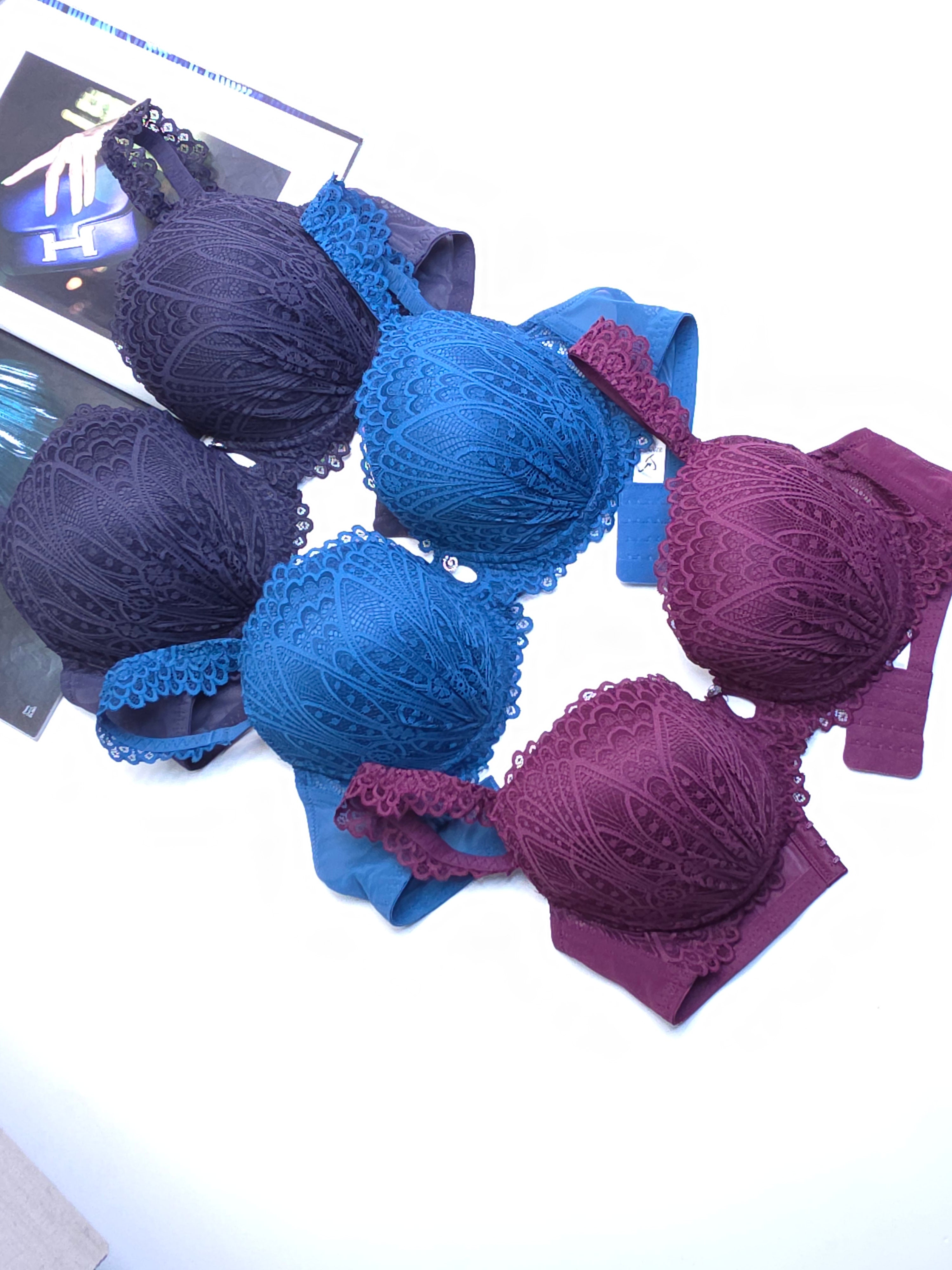 (36-42)D Cup Size Light Padded Wired Flower Pattern Bra (165)