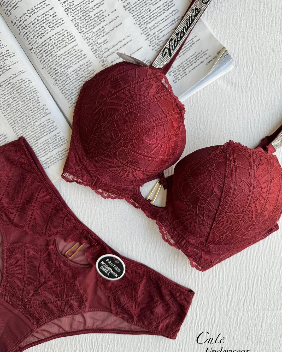 (36-40)C Victoria Secret Front Buckle Bra Panty Set (148)