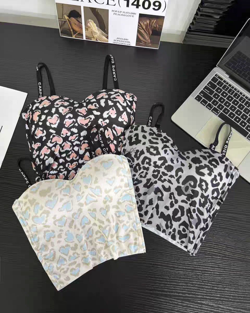 (34-40) Seamless Chittah Print Soft Pad Tank Top(035)