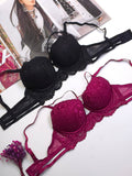 (34-40)B Elegant Double Padded Push-up Lace Bridal Bra (148)