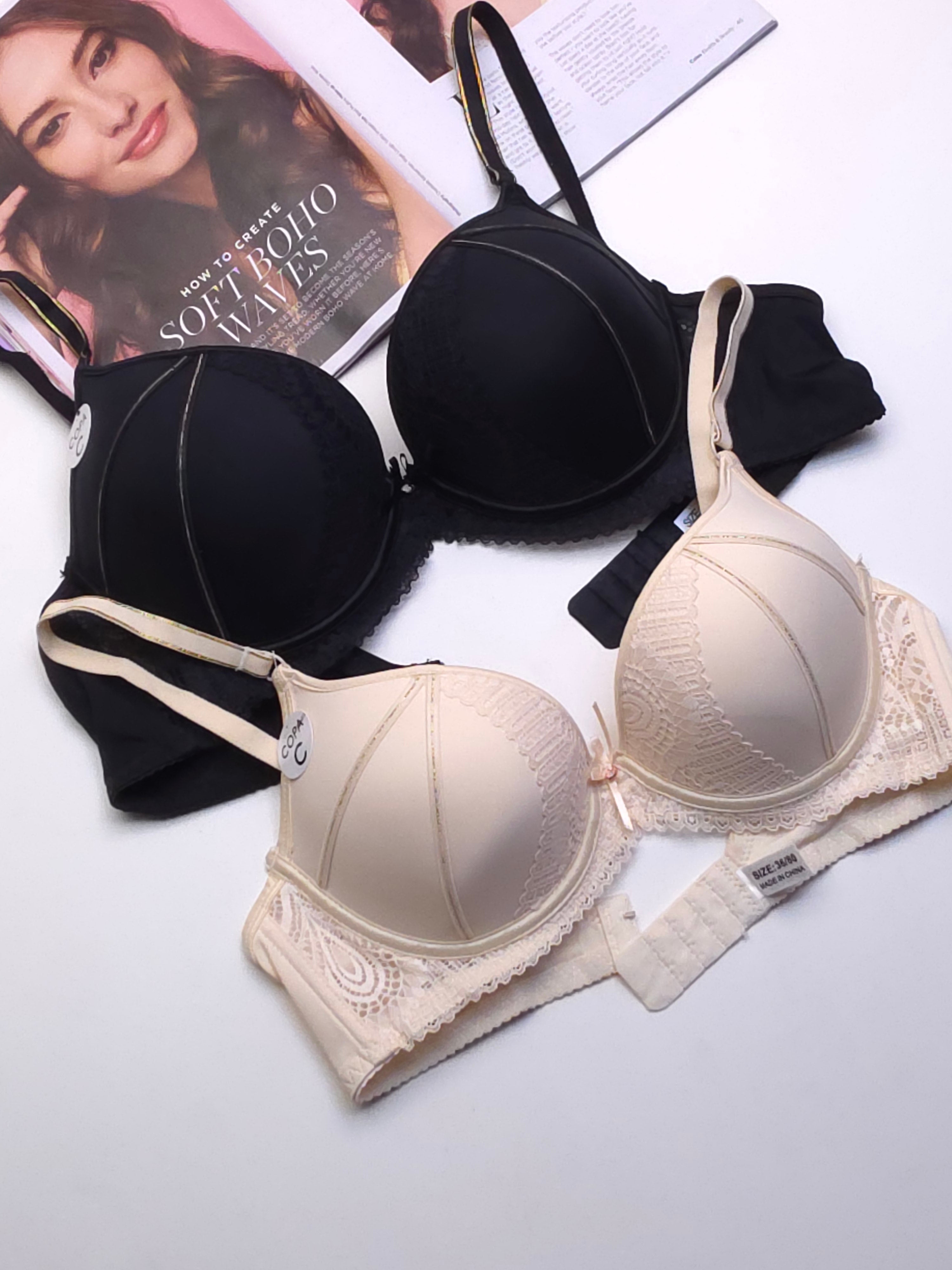 (36-42) C Cup Size Light Padded Under Wire Half cup lace bra (168)