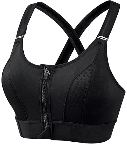 (40-46)High Impact, A Grade Ultimate Comfort Sports Bra Zipper(068)