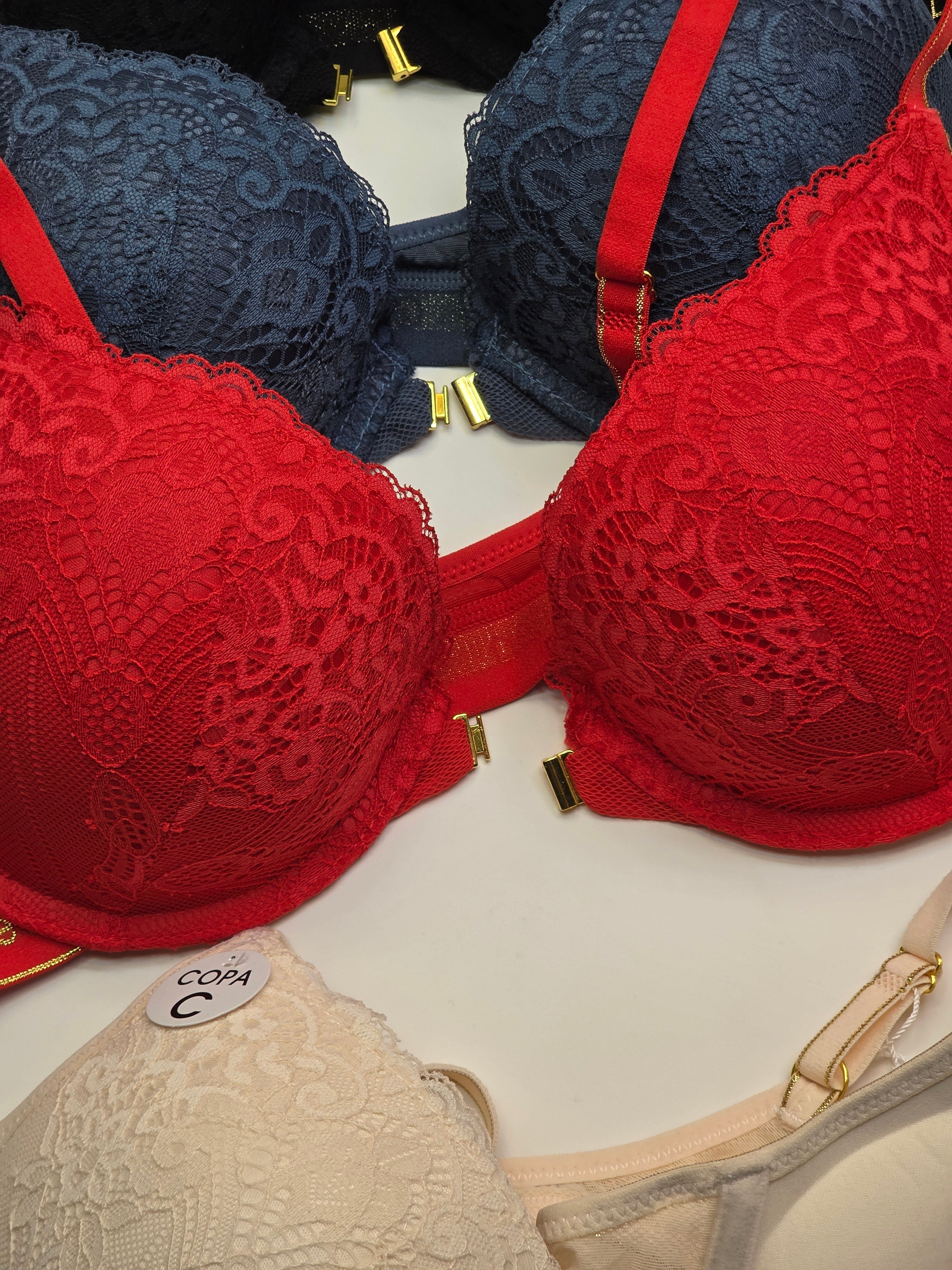 (38-42)C Lacy Sassy Front Buckle Double Padded Full Coverage Bra(172)